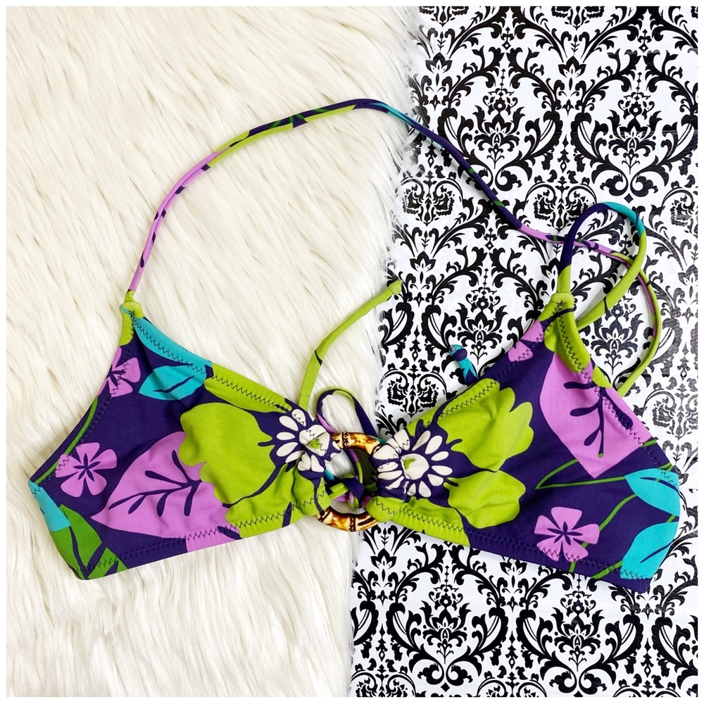 VINTAGE : Aeropostale : size M : floral bamboo ring bikini bathing suit swimsuit
